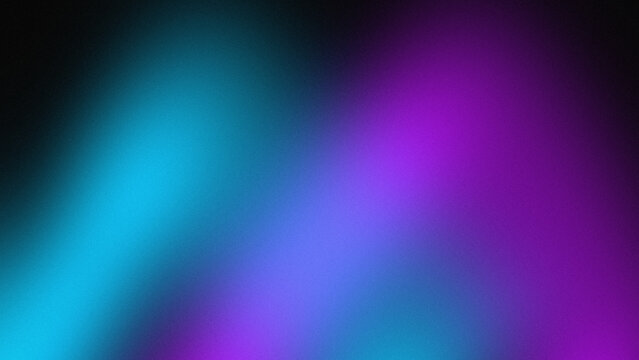 Abstract grainy gradient dark background with neon blue and purple glow