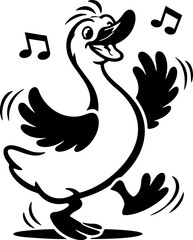 Obraz premium Funny goose cartoon set simple hand drawn black and white goose illustrations with playful poses emotions and funny actions