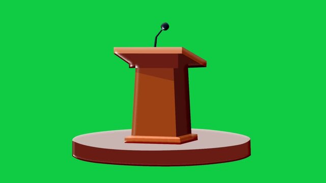2D Animated Speaker Podium with Microphone Detail for Presentation Conference Concept Clean Flat Style