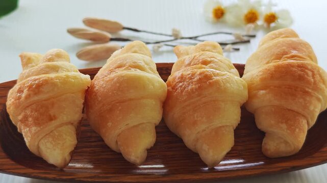 Croissant bread on a plate