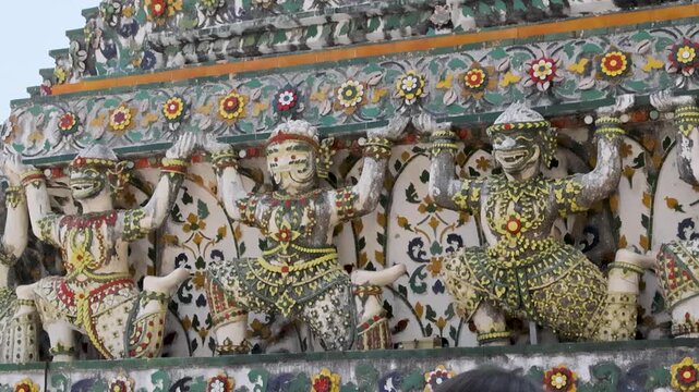  Wat Arun Decorative guardian detail. Ornamental relief with floral motifs
