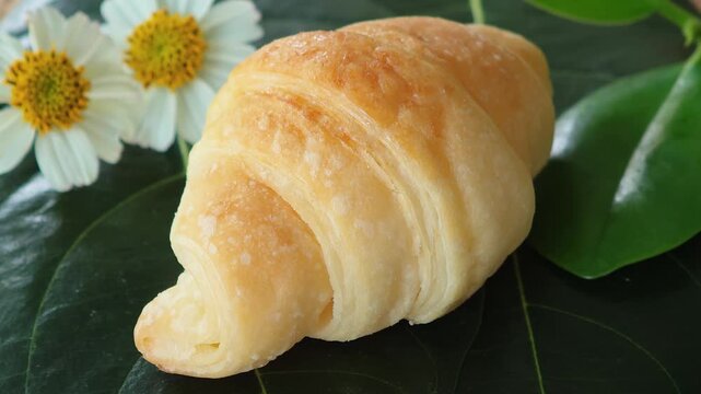 Croissant bread on a plate