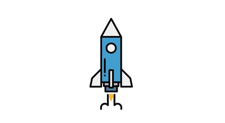 Fototapeta premium A Vector Illustration of a Blue Rocket Ship Ready for Launch Against a White Backdrop