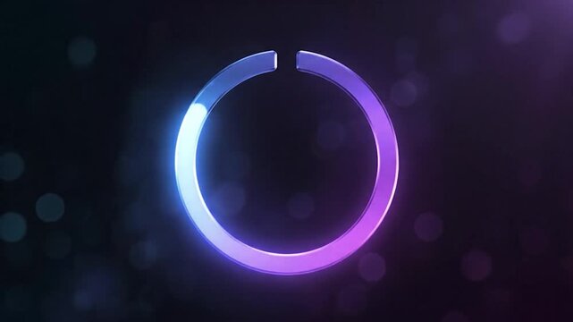A glowing circular shape with a gap against a dark background