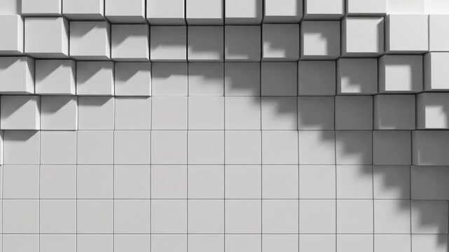 Abstract geometric pattern of white cubes with dramatic lighting