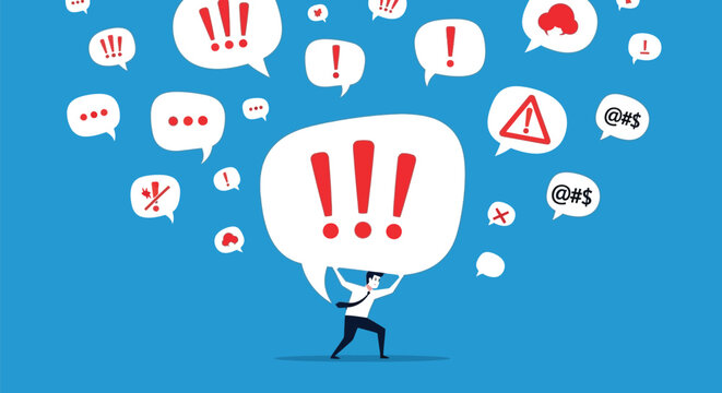 Businessman overwhelmed by digital communication overload