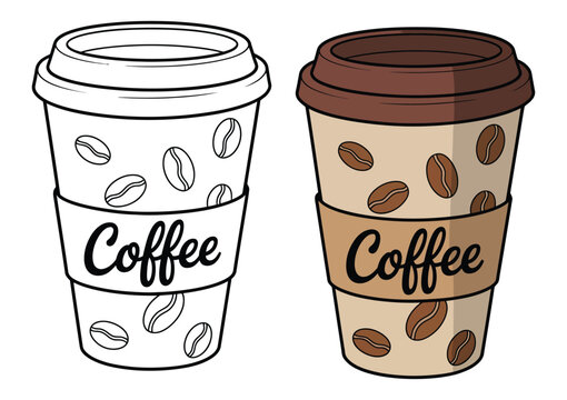 take away coffee cups collection vector isolated, hot coffee cup icon, paper coffee cup icon on white background, beverage symbols for cafe, restaurant, and coffee shop design, vector illustration pac