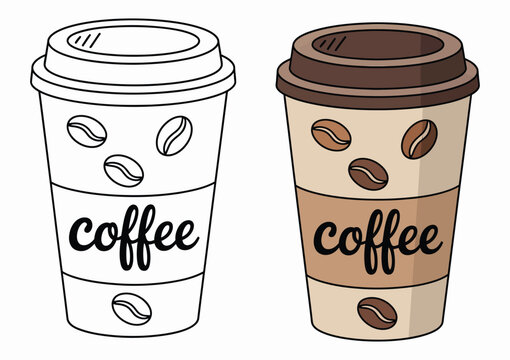 take away coffee cups collection vector isolated, hot coffee cup icon, paper coffee cup icon on white background, beverage symbols for cafe, restaurant, and coffee shop design, vector illustration pac