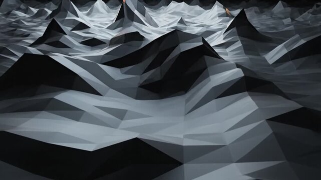Abstract 3D Landscape with Geometric Shapes.