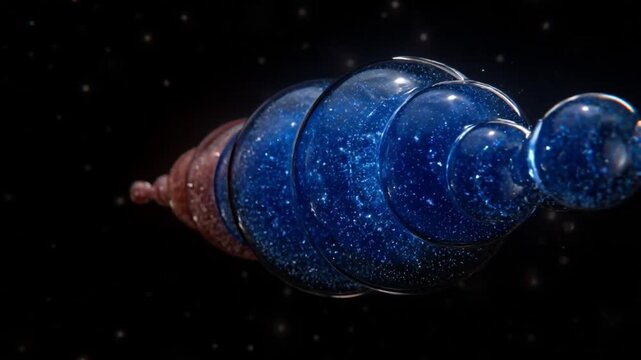 Cosmic spiral galaxy space universe star abstract fantasy background blue swirl with dna molecule bubble particle 3d science biology, abstract bubble galaxy cosmic particle space background blue
