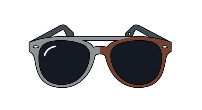 Illustration of stylish two-tone sunglasses isolated on a pure white background