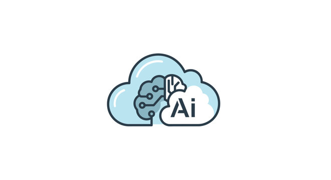Conceptual Illustration Depicting Artificial Intelligence and Cloud Computing Integration
