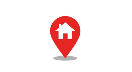 Obraz premium House location icon on red pin for real estate or property representation