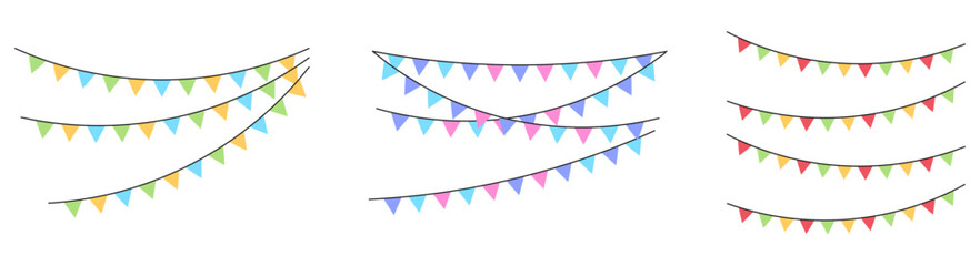 Fototapeta premium set of bunting flag clipart party decoration illustration