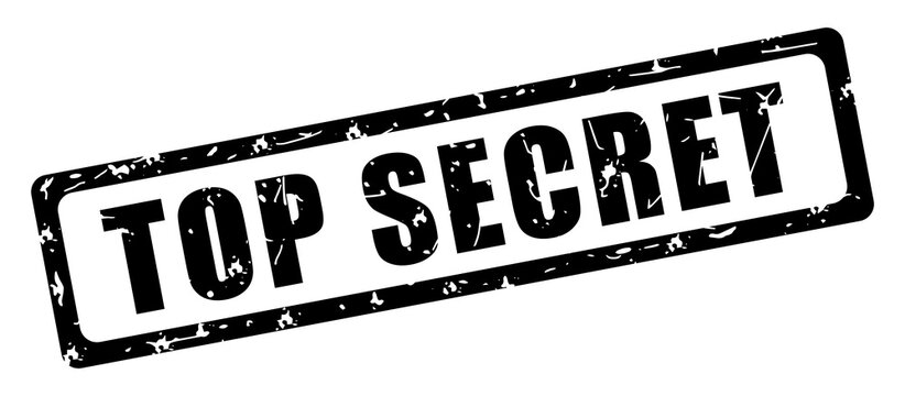 Top secret. Tampon noir rectangulaire grunge. Illustration dessin&eacute;e &agrave; la main. Fran&ccedil;ais.