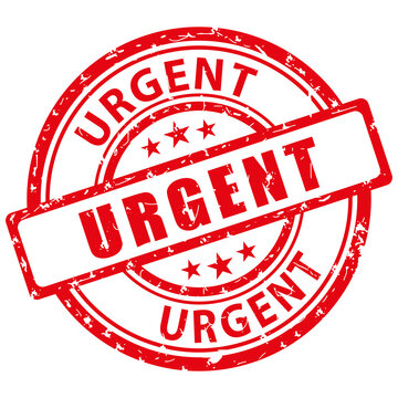 Urgent. Tampon rouge grunge. Illustration dessin&eacute;e &agrave; la main. Fran&ccedil;ais.