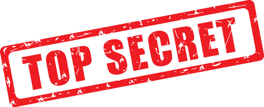 Top secret. Tampon rouge rectangulaire grunge vectoriel. Illustration dessin&eacute;e &agrave; la main. Fran&ccedil;ais.
