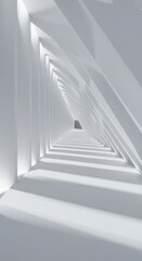 Fototapeta premium Abstract minimalist background showing an endless white void tunnel effect ready for copy space or digital art concept, presentation, seamless, background