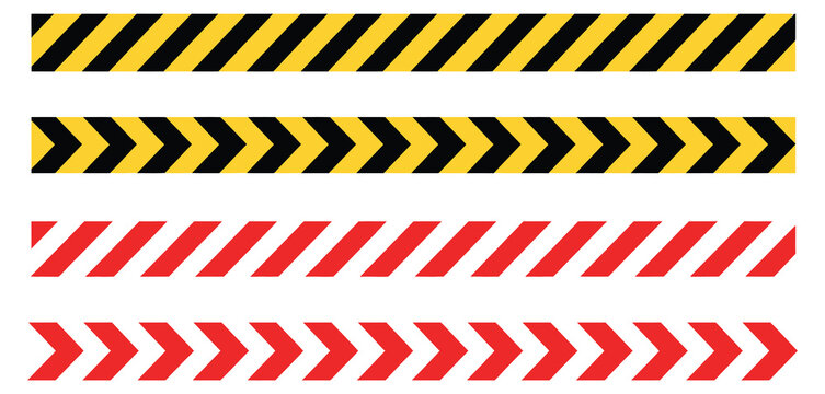 Barricade tape design, bold caution warning stripes in red white black and yellow, diagonal pattern with seamless repeat for construction sites, hazard zones, industrial safety signage and 