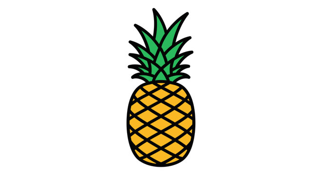 Vibrant illustrated pineapple on white background for commercial design