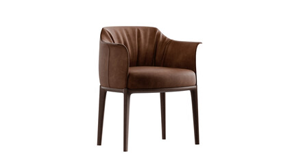 Fototapeta premium Red leather chair with a wood legs and soft seat. 