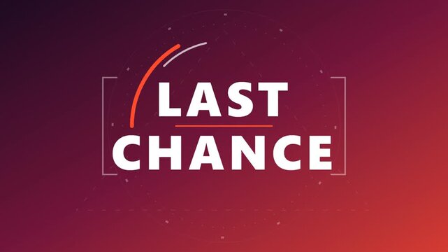 Engaging last chance promotional motion graphic animation with dynamic countdown elements and abstract geometric backdrop for urgent call to action