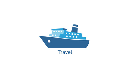 Fototapeta premium Cruise ship icon symbolizing sea voyage, adventure, and worldwide tourism destinations in azure