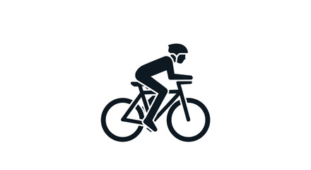 Obraz premium Minimalist Silhouette Depicting Cyclist in Action Against a Plain White Backdrop