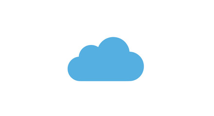Fototapeta premium Simple blue cloud icon against a clean white background, digital and symbolic