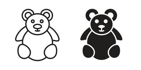 Teddy bear icons. Vector illustration. Editable stroke. Isolated icon suitable for web, © paul