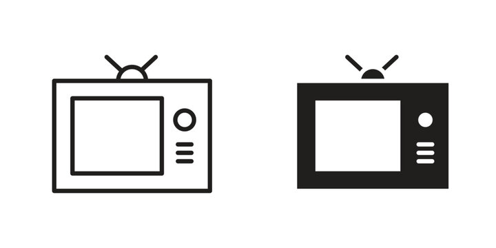 Television icons. Vector illustration. Editable stroke. Isolated icon suitable for web,
