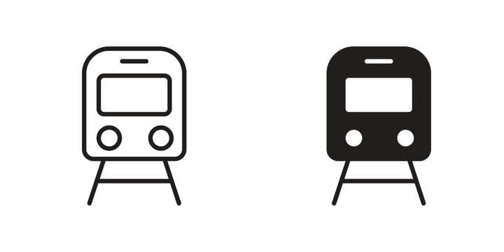 Train icons. Vector illustration. Editable stroke. Isolated icon suitable for web,