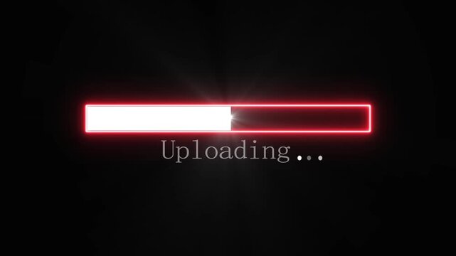 Uploading progress bar neon red loading