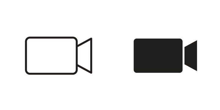 Video call icons. Vector illustration. Editable stroke. Isolated icon suitable for web,