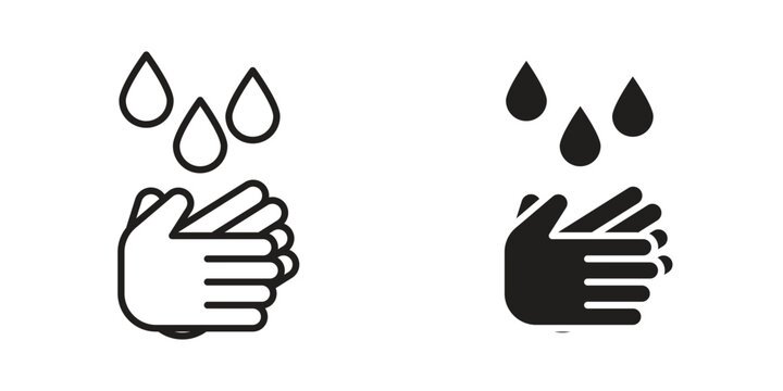 Wash hands icons. Vector illustration. Editable stroke. Isolated icon suitable for web,