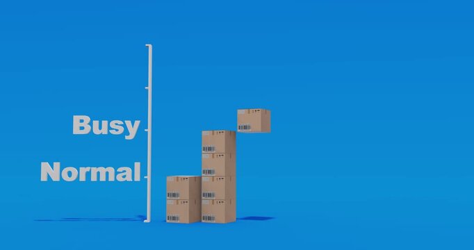 Statistical normal distribution with cardboard boxes