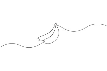 Obraz premium Banana icon continuous one line drawing on white background 