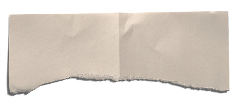 Papier d&eacute;chir&eacute; avec pli central r&eacute;aliste PNG isol&eacute;, Torn folded paper sheet isolated on transparent background PNG