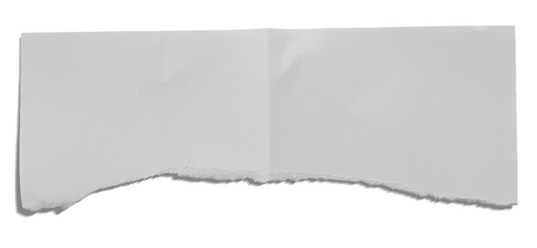 Papier d&eacute;chir&eacute; avec pli central r&eacute;aliste PNG isol&eacute;, Torn folded paper sheet isolated on transparent background PNG