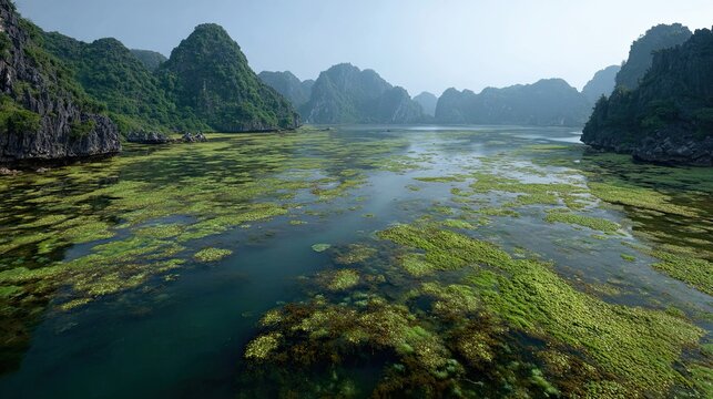 VietNam ha long bay limestone karsts freshwater lake plants vietnamese spring