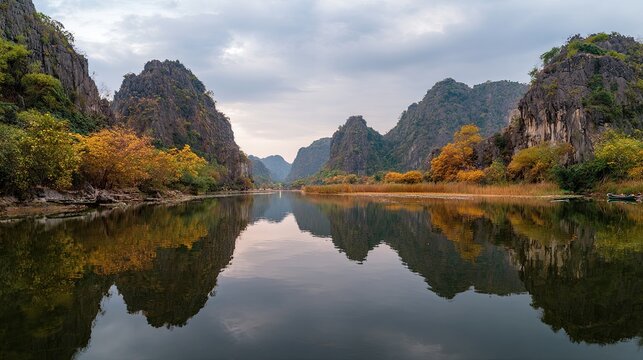VietNam ninh binh tam coc karst valley red sand dunes vietnamese autumn