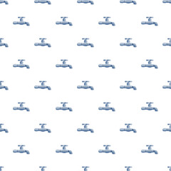 Fototapeta premium Metal water taps repeating in a decorative seamless pattern on a white background