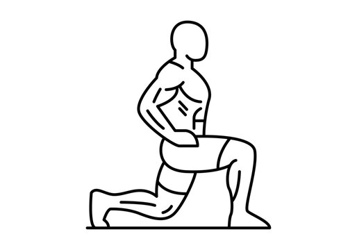 &Iacute;cono lineal de hombre realizando ejercicio de zancada