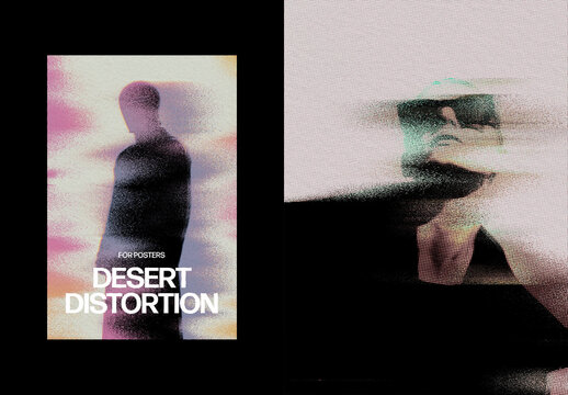 Desert Storm Distortion Poster Effect Mockup