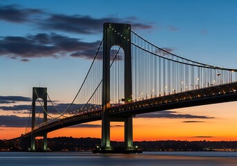 Naklejka premium Verrazano Narrows Bridge at Sunset - A Stunning View.