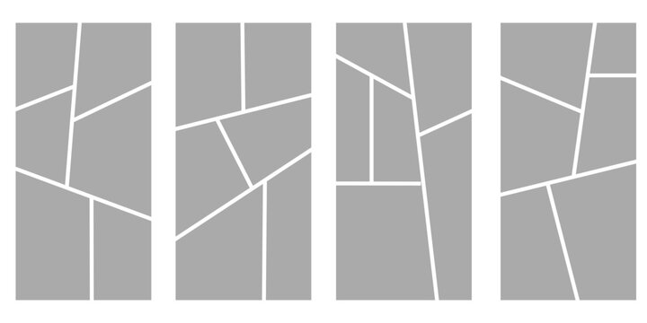 Set of collage grid manga comic storyboard layout panel blank template. Empty page frame for comic book, photo collage, poster, flyer. Vector illustration