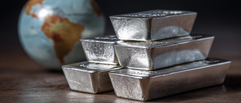 AI generator images of Silver ingots, also known as investment silver bars, are popularly used as a form of wealth accumulation or as a raw material in the jewelry industry.
