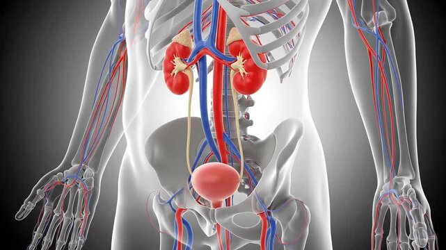 Human Body Anatomy Circulatory System Vessels Kidneys Bladder Internal Organs 3D Visualization