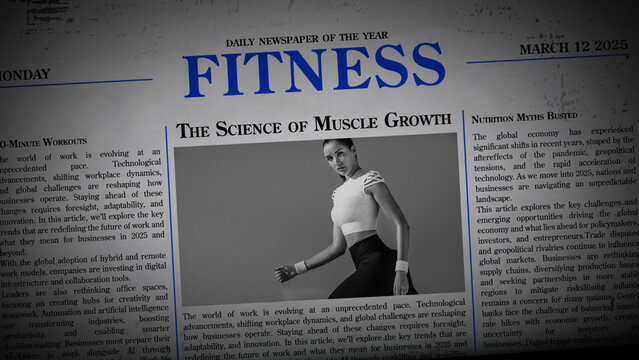 Newspaper Overlays Fitness &ndash; Vintage Paper Texture Effects, Old News Print Backgrounds, Retro Editorial Design Elements for Cinematic Video and Photo Editing