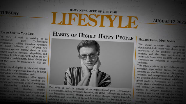 Newspaper Overlays Lifestyle &ndash; Vintage Paper Texture Effects, Old News Print Backgrounds, Retro Editorial Design Elements for Cinematic Video and Photo Editing